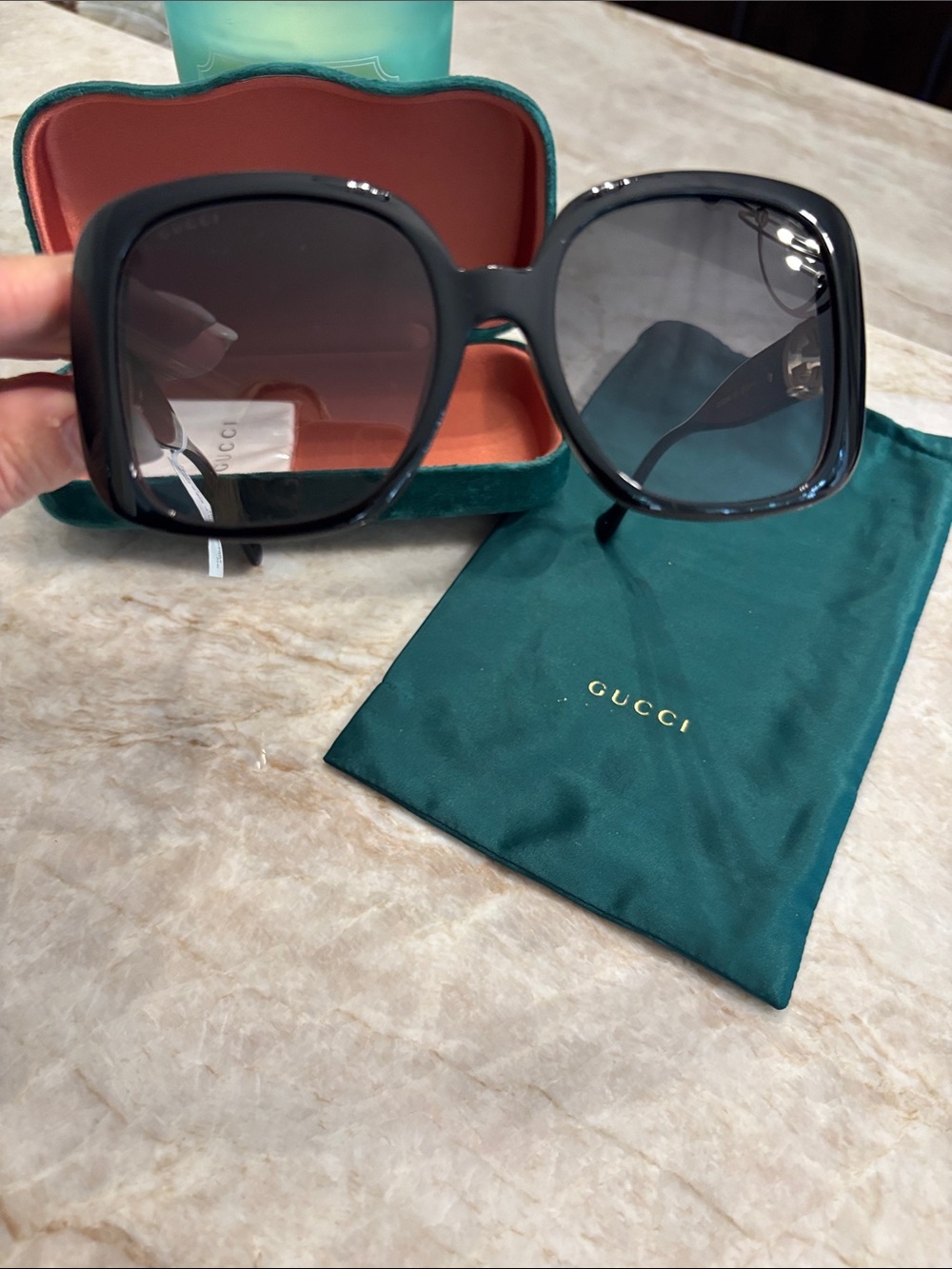 Gucci Black Oversized Square Sunglasses with Dark Lenses - Picture 3 of 5